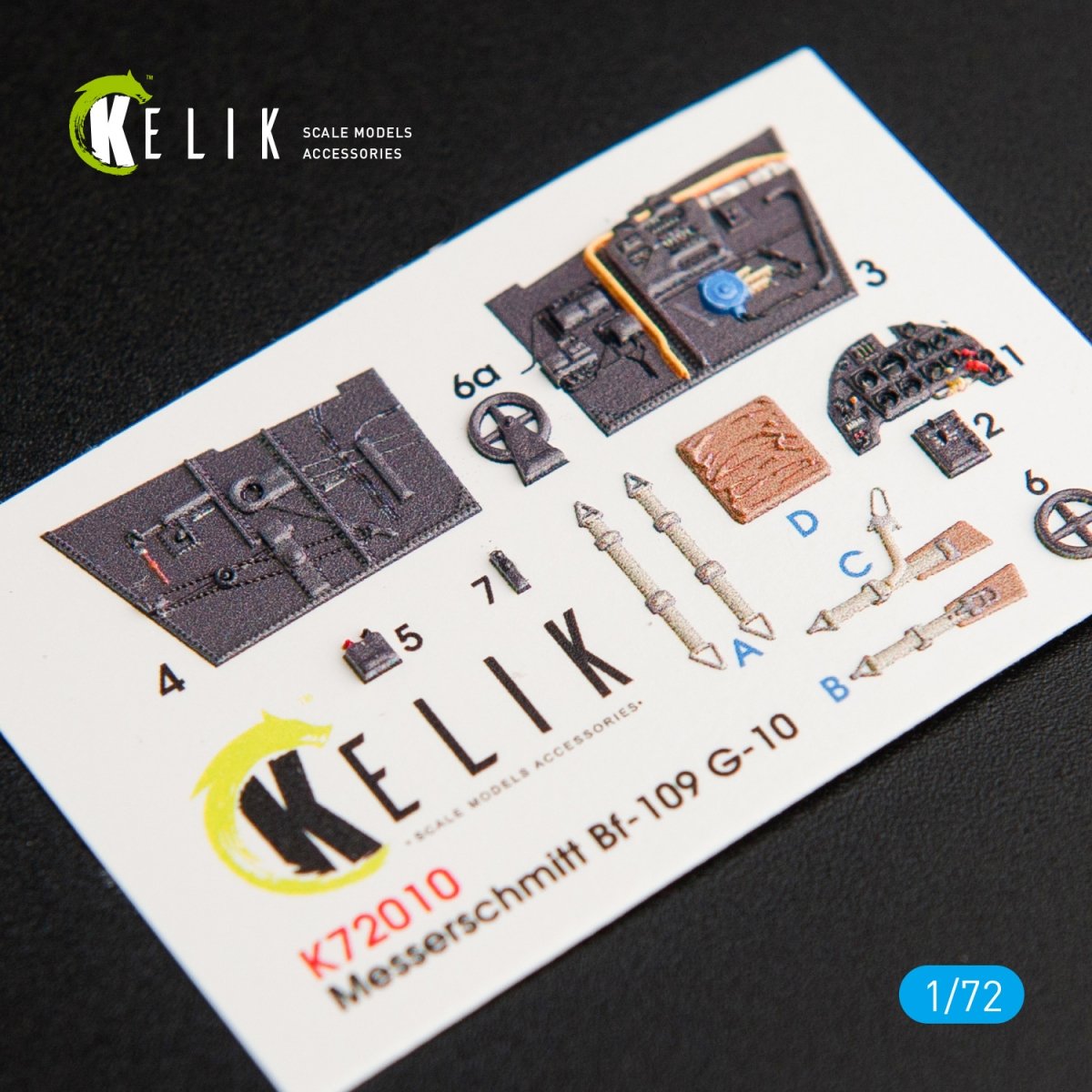 KELIK K72010 BF109-10G DÉCALCOMANIES 3D INTÉRIEURES POUR KIT FINE MOLDS 1/72