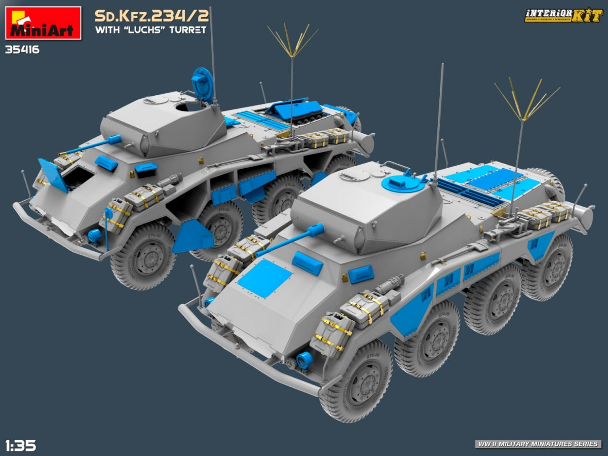 MiniArt 35416 Sd.Kfz.234/2 WITH LUCHS TURRET. INTERIOR KIT 1/35 – immagine 6