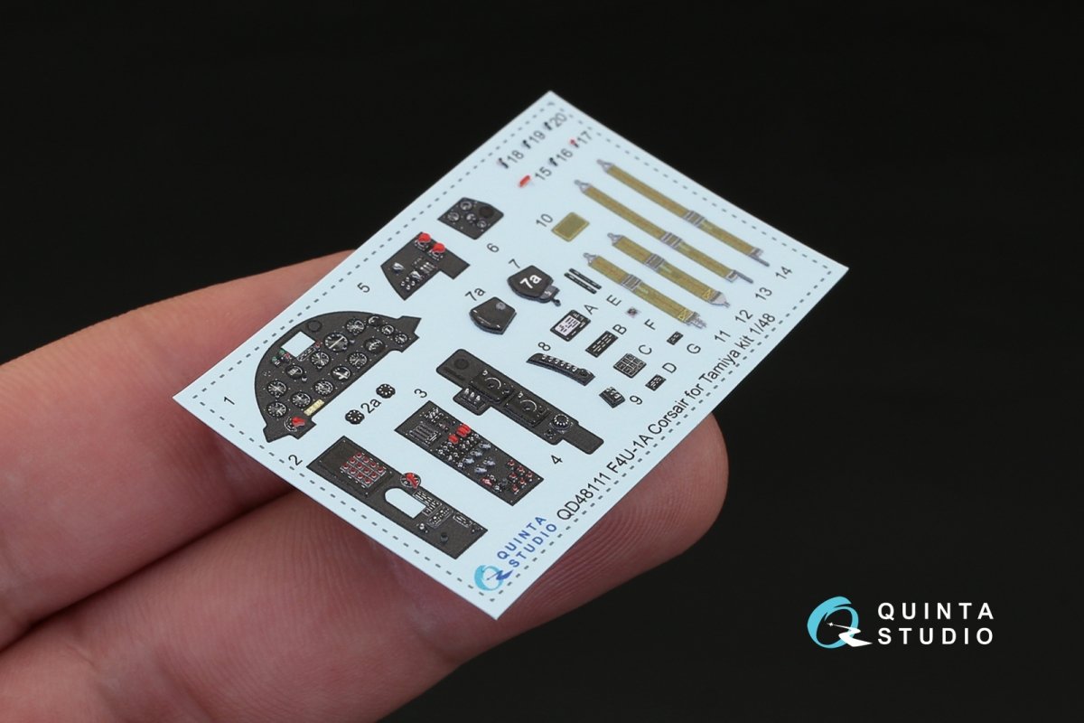 Quinta Studio QD48111 F4U-1A Corsair 3D-Printed &amp;amp; coloured Interior on decal paper (for Tamiya kit) 1/48 – zdjęcie 2