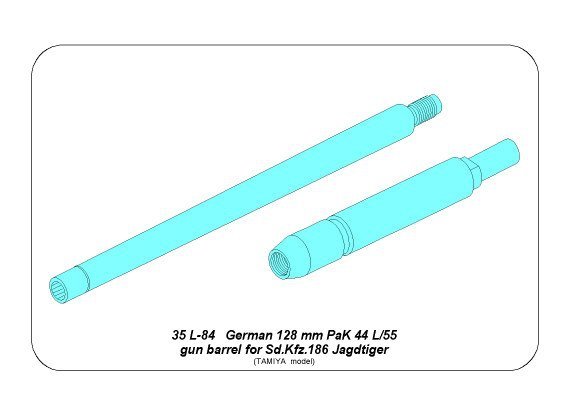 Canon de pistolet Aber 35L-084 128mm PaK 44 L/55 pour Sd.Kfz.186 Jagdtiger (1/35) – image 8