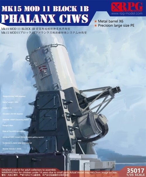 RPG Modèle 35017 Système d'arme rapprochée Phalanx Block IA de l'US Navy, échelle 1/35
