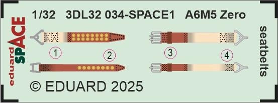 Eduard 3DL32034 A6M5 Zero seatbelts SPACE TAMIYA 1/32 – Bild 2
