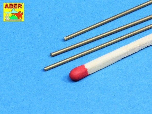 Aber BR11 Pręty mosiężne fi 1,1mm długość 245mm x 3 szt. / Brass round rods fi 1,1mm length 245mm x 3 pcs. – immagine 3