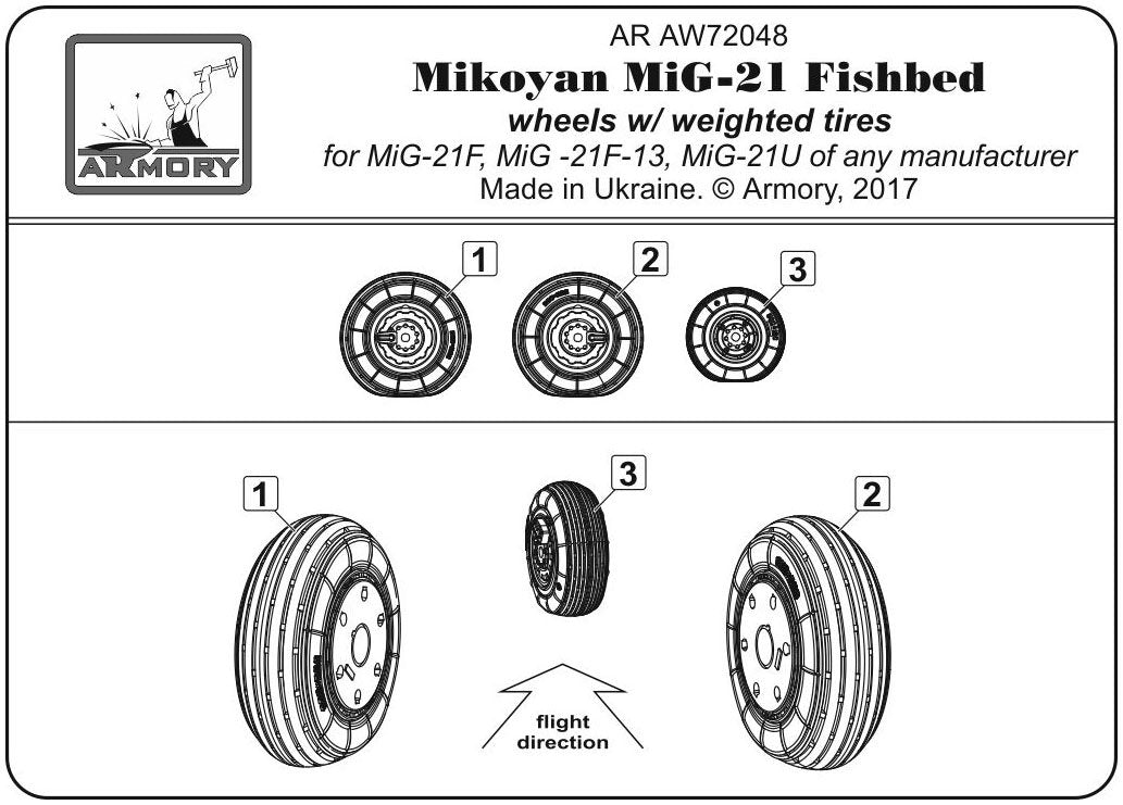 Armory Models AW72048 Mikoyan MiG-21 Fishbed wheels w/ weighted tires, early 1/72 – zdjęcie 6