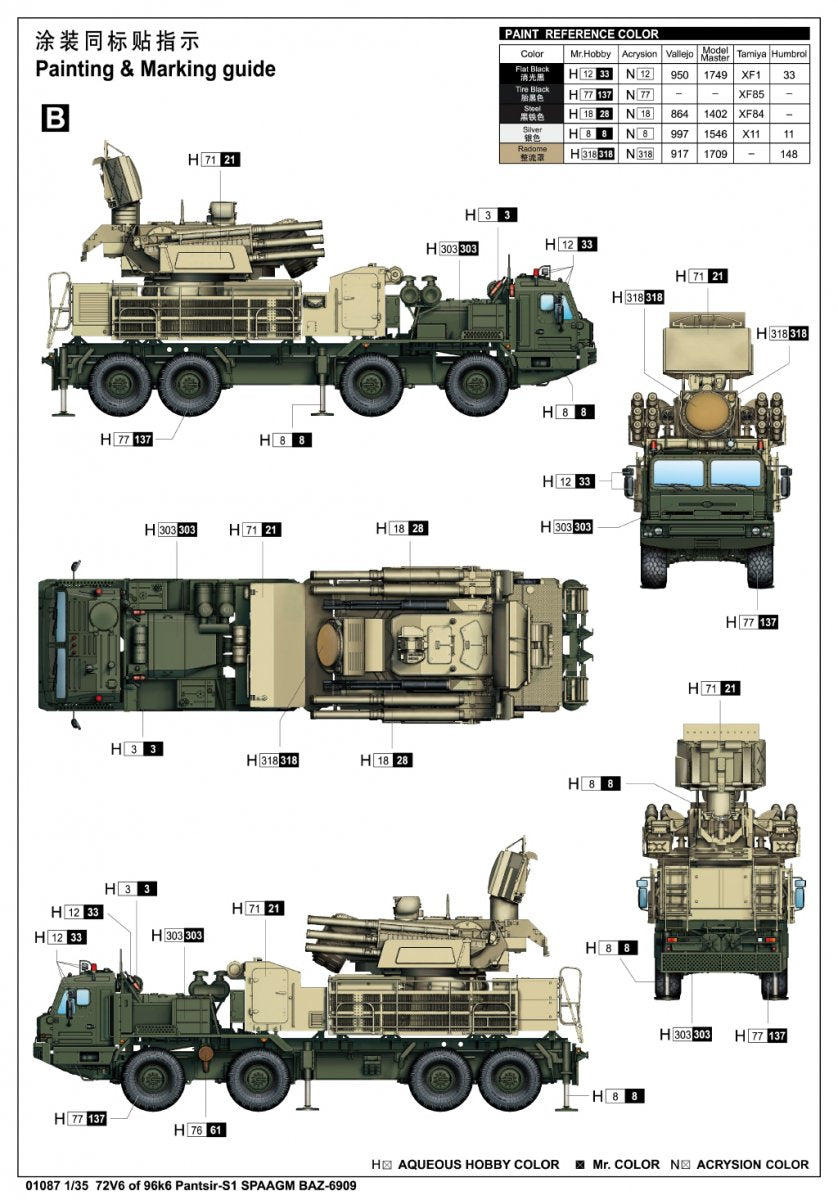 Trumpeter 01087 72V6 of 96k6 Pantsir-S1 SPAAGM BAZ-6909 1/35 – zdjęcie 6