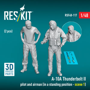 RESKIT RSF48-0117 A-10А Thunderbolt II pilot and airman (in a standing position - scene 1) (2 pcs) (3D Printed) 1/48