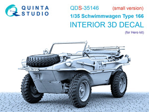 Quinta Studio QDS-35146 Schwimmwagen Type 166 Intérieur imprimé en 3D et coloré sur papier décalcomanie (Hero) (Petite version) 1/35
