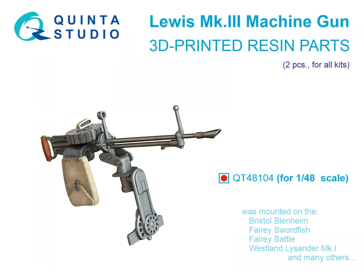 Quinta Studio QT48104 Lewis Mk.III Machine gun, 2 pcs (all kits) 1/48