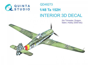Quinta Studio QD48273 Ta 152H 3D-Printed &amp;amp; coloured Interior on decal paper (Dragon) 1/48