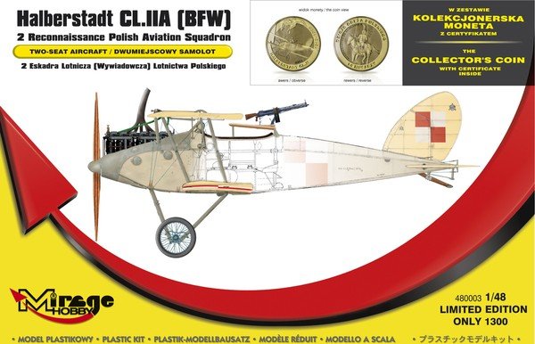 Mirage Hobby 480003 Halberstadt CL.IIA [BFW] '2 Eskadra Lotnicza Lotnictwa POLSKIEGO' (z NUMIZMATEM) 1/48