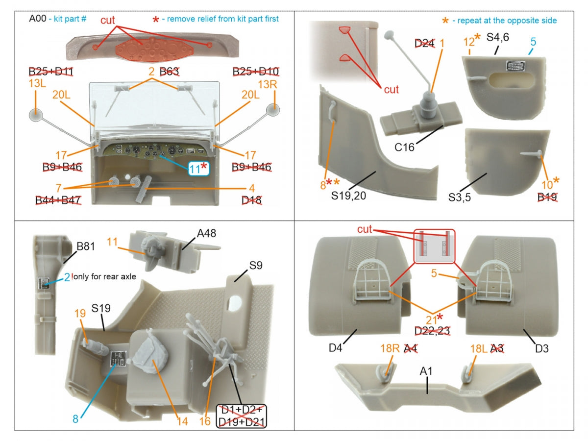 Quinta Studio QD+35066 U.S. Diamond T 968A Cargo truck (open cab) 3D-Printed &amp; coloured Interior on decal paper (Mirror Models) (with 3D-printed resin parts) 1/35