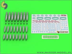 Master AM-24-013 Types supplémentaires d&amp;#39;ogives pour la roquette britannique RP-3 (60LB F, 25LB SAP, 25LB AP) (1/24)