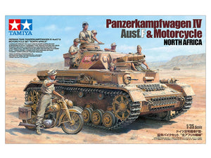 Tamiya 25208 Panzerkampfwagen IV Ausf F. &amp;amp; Motorcycle North Africa 1/35 – imagen 2