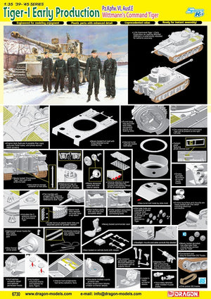 Dragon 6730 Tiger I Early Production Pz.Kpfw.VI,Ausf.E Wittmann Command Tiger / magic track 1/35 – immagine 2