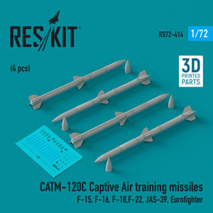 Missiles d&amp;#39;entraînement captifs RESKIT RS72-0414 CATM-120C (4 pièces) (Impression 3D) 1/72