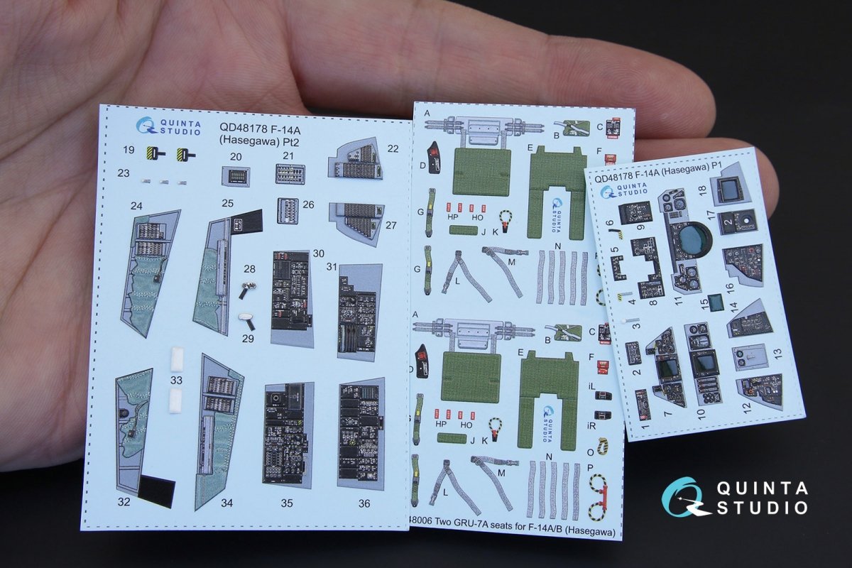 Quinta Studio QD48178 F-14A 3D-Printed &amp;amp; coloured Interior on decal paper (for Hasegawa kit) 1/48 – imagen 9