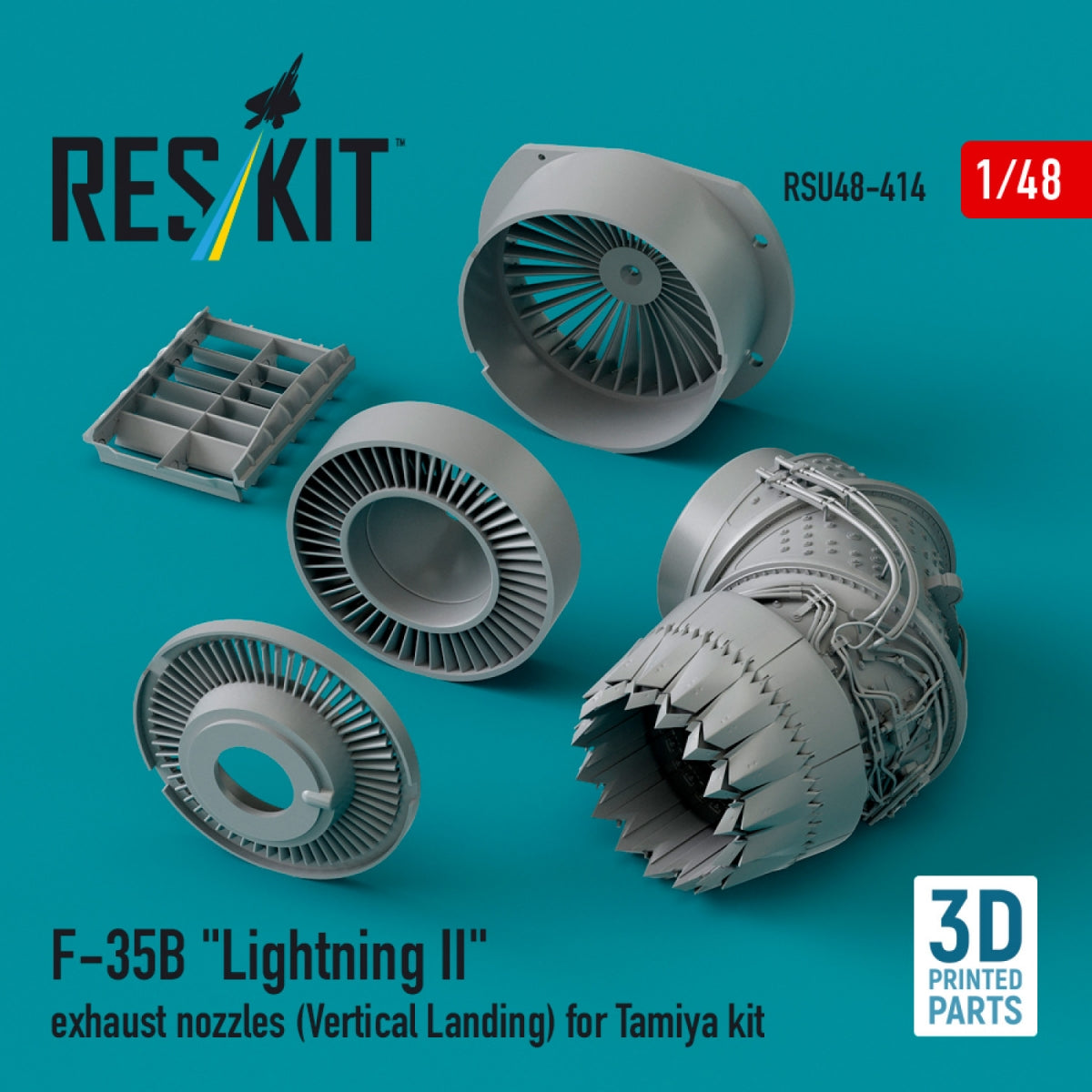 RESKIT RSU48-0414 F-35B &amp;quot;Lightning II&amp;quot; exhaust nozzles (Vertical Landing) for Tamiya kit (3D printed) 1/48 – immagine 2