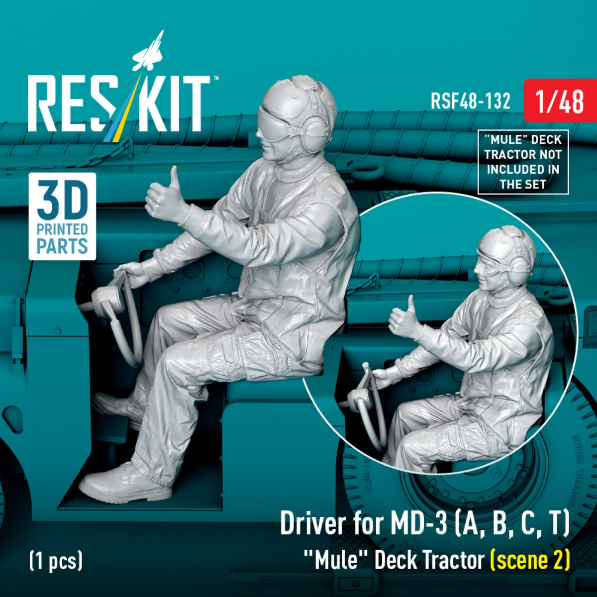 RESKIT RSF48-0132 Driver for MD-3 (A, B, C, T) "Mule" Deck Tractor (scene 2) (1 pcs) (3D Printed) 1/48