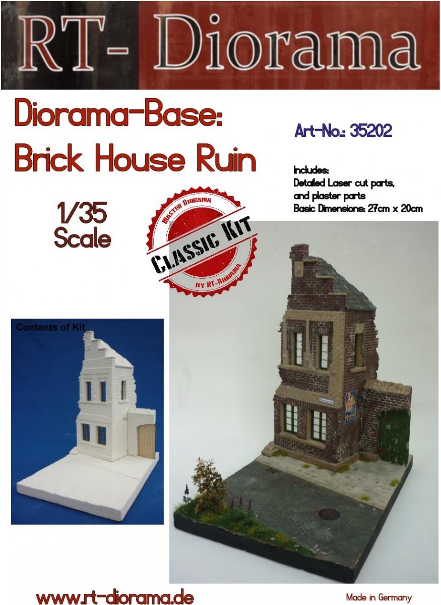 RT-Diorama 35202 Socle de diorama : Ruine de maison en briques 1/35