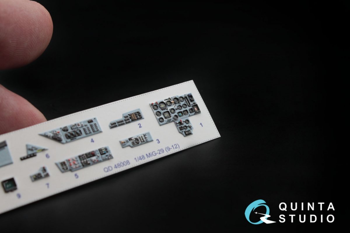 Quinta Studio QD48008 MiG-29 (9-12) 3D-Printed &amp;amp; coloured Interior on decal paper (for GWH kits) 1/48 – zdjęcie 3