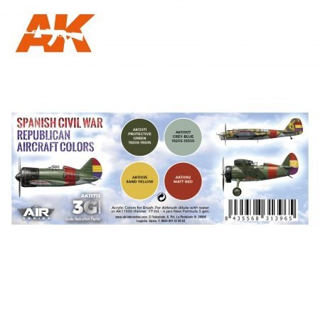 AK Interactive AK11713 SPANISH CIVIL WAR. REPUBLICAN AIRCRAFT COLORS 4x17 ml – imagen 2
