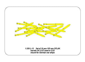 Aber 350L-13 Set of 16 pcs 105 mm SFLAK barrels SKC/33 used in C/31 mount for German war ships 1/350 – Bild 5
