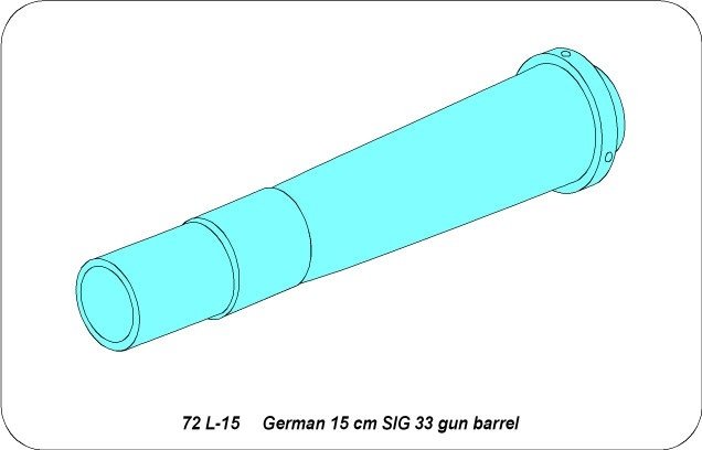 Aber 72L-15 Lufa 15cm do niemieckiej haubicy SiG 33 / German 15cm SIG 33 gun barrel 1/72 – zdjęcie 3