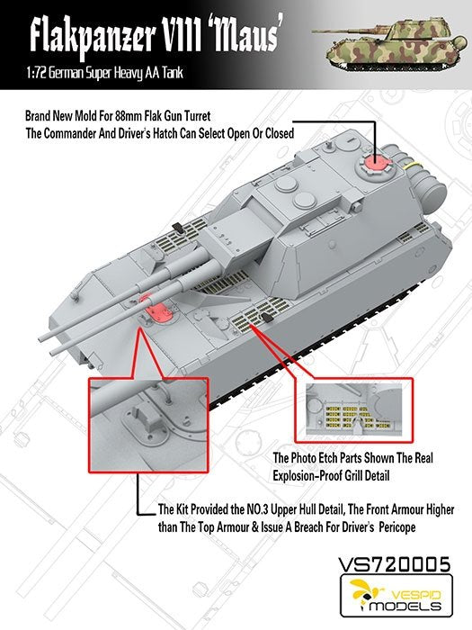 Vespid Models VS720005 Flakpanzer VIII MAUS 1/72 – immagine 3