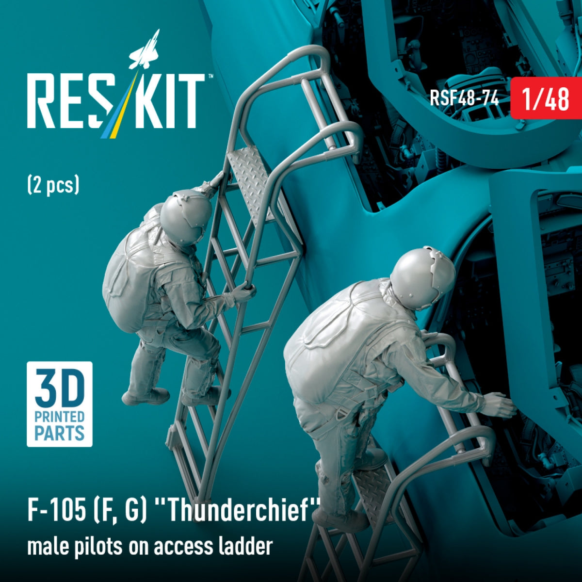 RESKIT RSF48-0074 F-105 (F, G) « Thunderchief » Pilotes masculins sur échelle d&amp;#39;accès (2 pièces) (Impression 3D) 1/48 – image 3