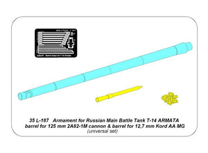 Aber 35L-187 Armament for Russian Main Battle Tank T-14 ARMATA barrel for 125 mm 2A82-1M cannon &amp;amp; barrel for 12,7 mm 1/35 – immagine 12
