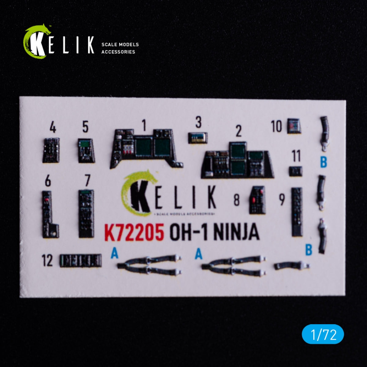 Kelik K72205 OH-1 NINJA - interior 3D decals for Aoshima kit 1/72