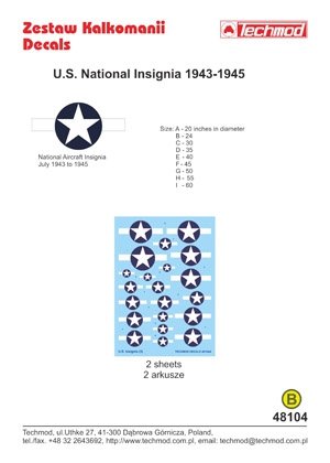Techmod 48104 - US National Insignia 1943-1945 1/48 – image 2