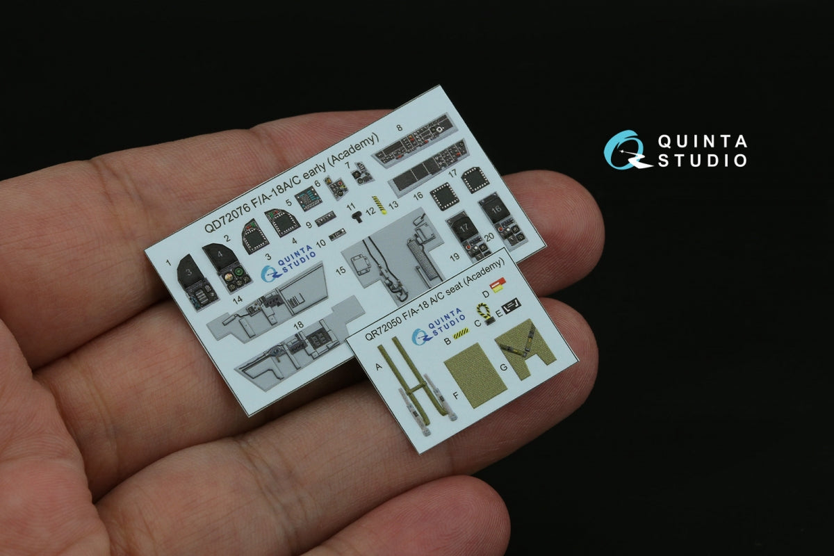 Quinta Studio QD72076 F/A-18A/C early 3D-Printed &amp;amp; coloured Interior on decal paper (Academy) 1/72 – zdjęcie 2