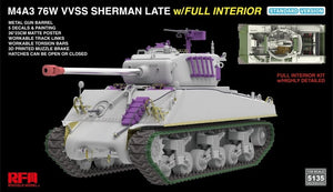 Maquette Rye Field 5135 M4A3 76W VVSS Sherman Version Standard Tardive Intérieur Complet 1/35 – image 2