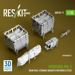 RESKIT AVU35-0011 Merkava Mk.3 rear hull storage baskets w/cover (2 pcs) for Meng kit (3D Printed) 1/35