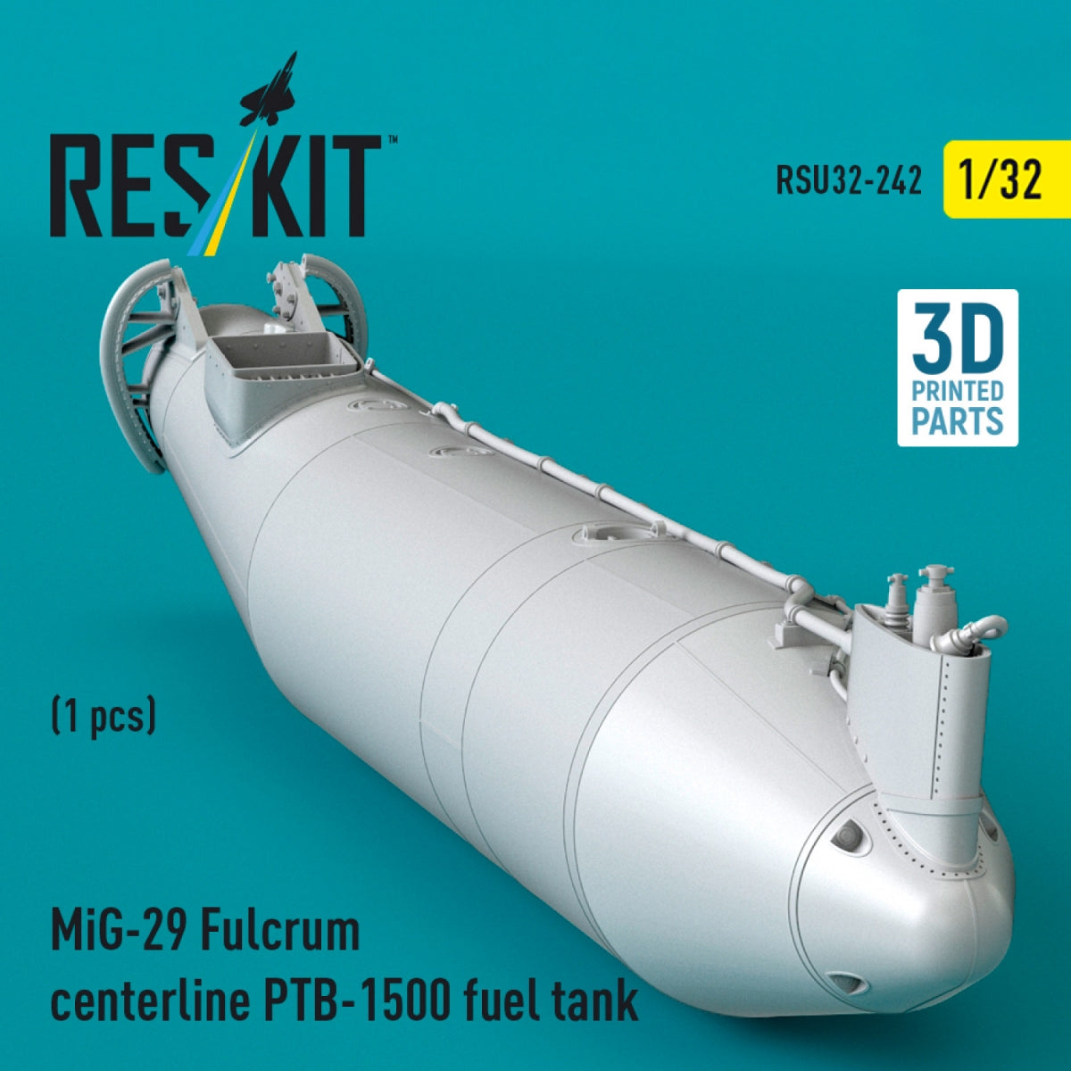 RESKIT RSU32-0242 MiG-29 Fulcrum centerline PTB-1500 fuel tank (1 pcs) (3D Printed) 1/32