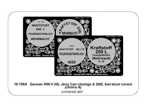 Aber 16158A German WW II 20L Jerry Can closings &amp;amp; 200L fuel drum covers (choice A) 1/16 – immagine 12