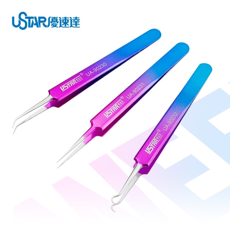 U-Star UA-90230 Colorful Tweezers - Curved / Kolorowa pęseta - zakrzywiona – immagine 3