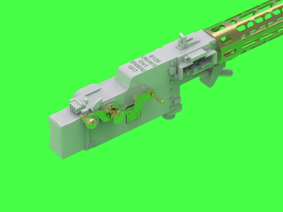 Master AM-32-121 Niemiecki karabin maszynowy z I w.św. Spandau LMG 8/15 (2szt.) (elementy żywiczne, toczone i fototrawione) 1/32 – zdjęcie 6