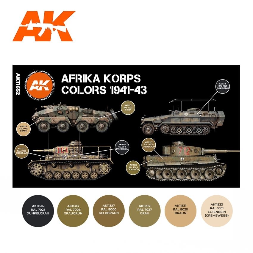 AK Interactive AK11652 3G AFRIKA KORPS COLORS 1941-1943 6x17 ml – immagine 2