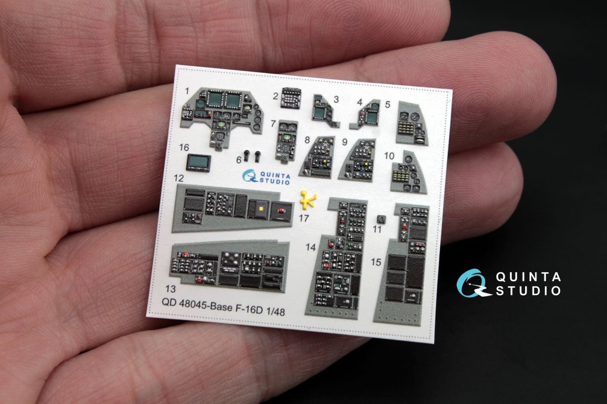 Intérieur imprimé en 3D et coloré sur papier décalcomanie pour le kit Kinetic (QD48045 F-16D (blocs 30/40/50) de Quinta Studio) à l&amp;#39;échelle 1/48 – image 3