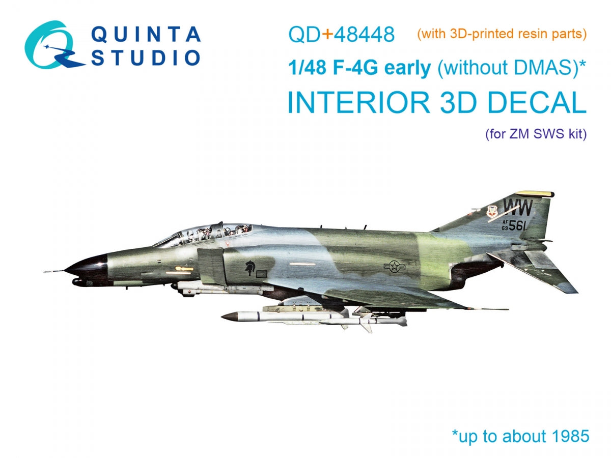 Quinta Studio QD+48448 F-4G early 3D-Printed &amp;amp; coloured Interior on decal paper (Zoukei Mura SWS) (with 3D-printed resin parts) 1/48