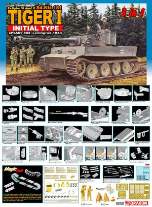 Dragon 6252 Pz.Kpfw. VI Ausf. E (Sd.Kfz. 181) Tiger I Initial Type (3 in 1) – zdjęcie 2