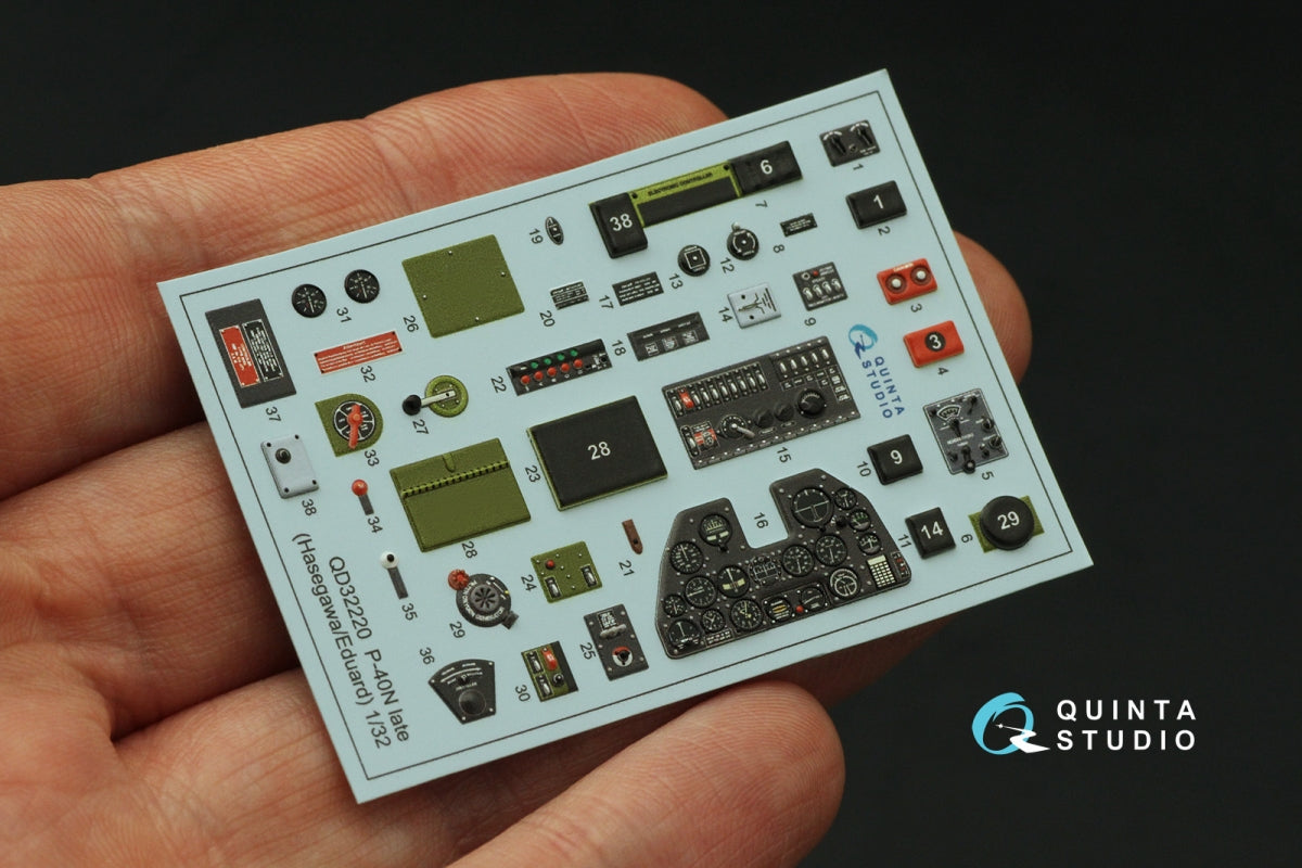 Quinta Studio QD32220 P-40N late 3D-Printed coloured Interior on decal paper (Hasegawa/Eduard) 1/32 – immagine 4
