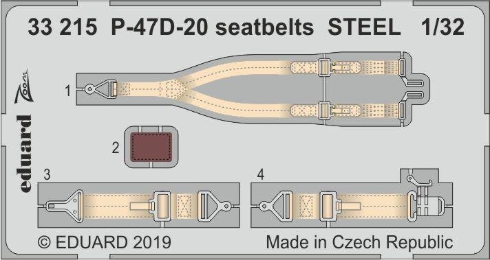 Ceintures de sécurité Eduard 33215 P-47D-20 en acier, échelle 1/32, TRUMPETER