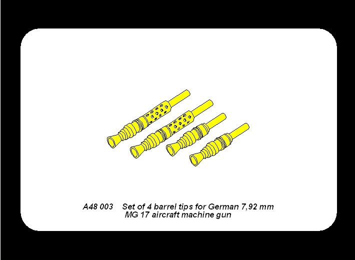 Aber A48 003 Set of 4 barrels tips for German 7,92 mm MG 17 aircraft machine guns 1/48 – immagine 5