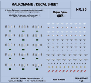 Weikert Decals DEC225 German uniforms - tabs, shoulder boards, cap insignia - HEER - ver.1 - vol.25 1/35