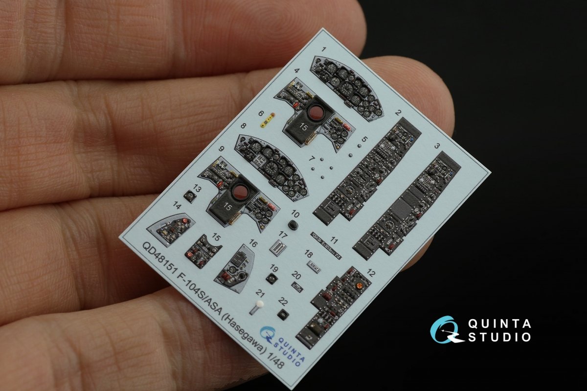 Quinta Studio QD48151 F-104S-ASA 3D-Printed &amp;amp; coloured Interior on decal paper (Hasegawa) 1/48 – immagine 9