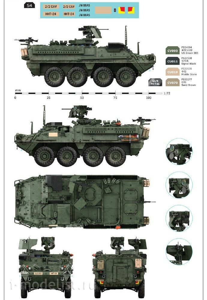 Border Model TK-7015 Stryker M1127 RV with Rear M240B and HF Antenna 1/72 – immagine 2