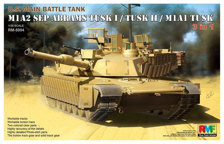 Modèle Rye Field 5004 Char de combat principal américain M1A2 SEP Abrams TUSK I / TUSK II / M1A1 TUSK